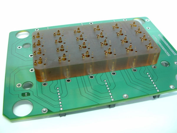 contactor PCB and pogo pin block for high brightness LED test system